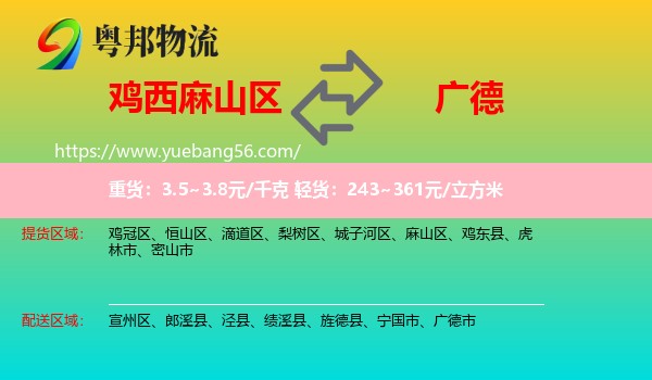 麻山區(qū)到廣德市物流