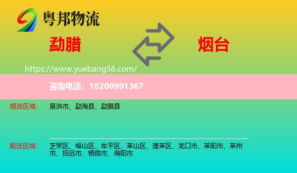 勐臘縣到煙臺物流