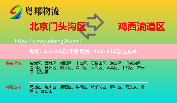 門頭溝區(qū)到滴道區(qū)物流