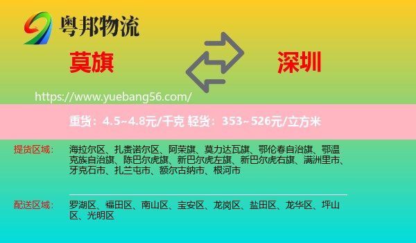 莫力達瓦旗到深圳物流