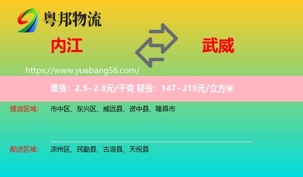 內(nèi)江到武威物流