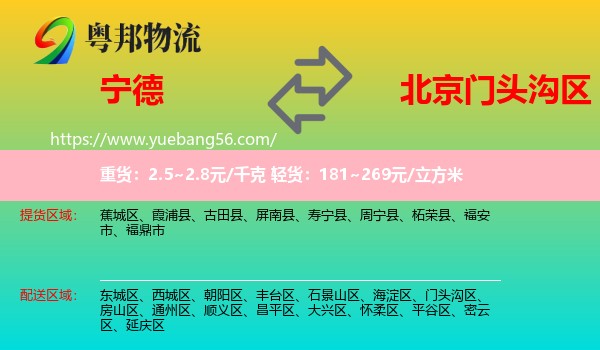 寧德到門頭溝區(qū)物流