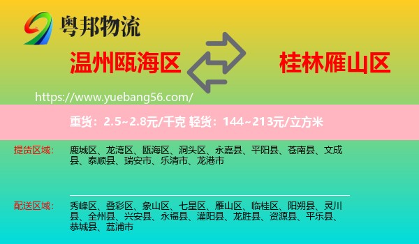 甌海區(qū)到雁山區(qū)物流