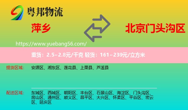 萍鄉(xiāng)到門頭溝區(qū)物流