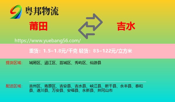 莆田到吉水縣物流