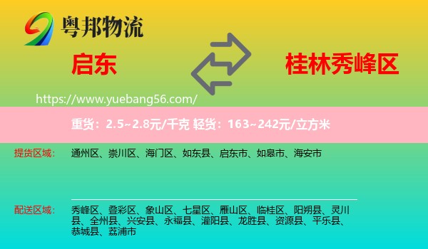 啟東市到秀峰區(qū)物流