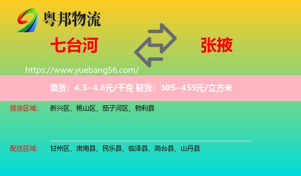 七臺(tái)河到張掖物流