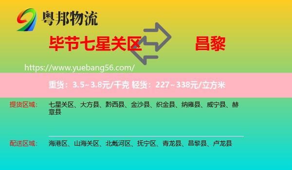 七星關(guān)區(qū)到昌黎縣物流