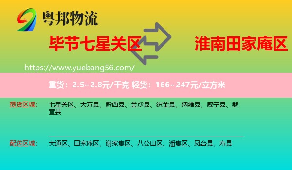 七星關(guān)區(qū)到田家庵區(qū)物流