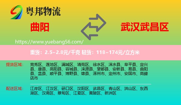 曲陽(yáng)縣到武昌區(qū)物流