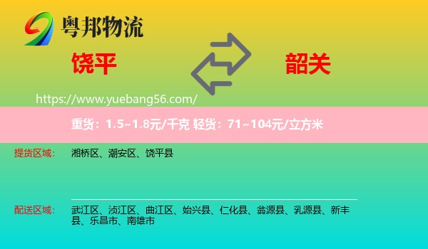 饒平縣到韶關物流