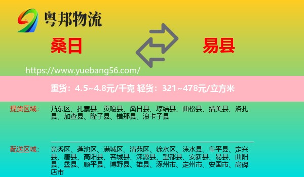 桑日縣到易縣物流