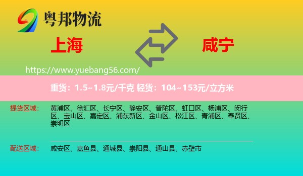 上海到咸寧物流