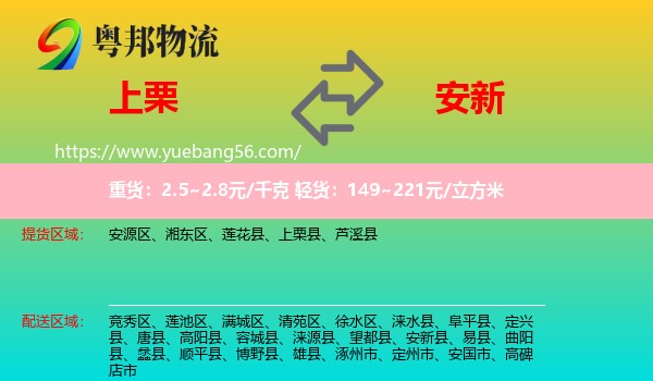 上栗縣到安新縣物流