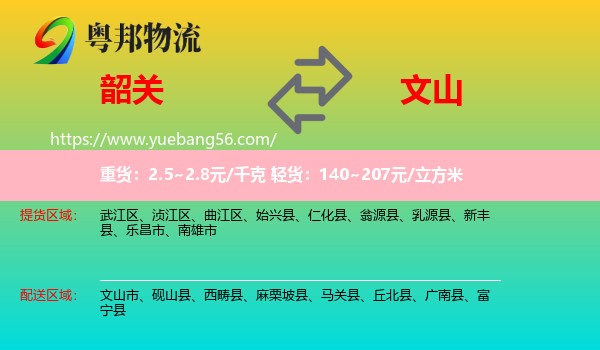 韶關(guān)到文山物流