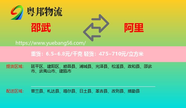 邵武市到阿里物流