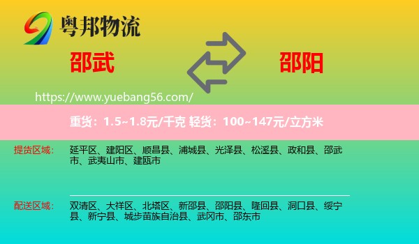 邵武市到邵陽物流