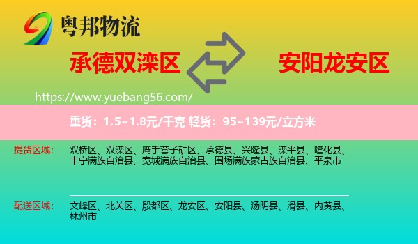 雙灤區(qū)到龍安區(qū)物流