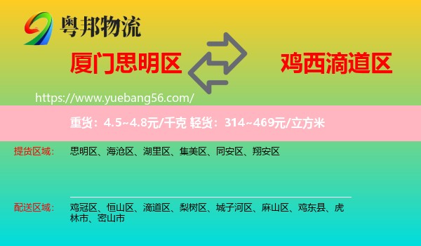 思明區(qū)到滴道區(qū)物流