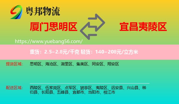 思明區(qū)到夷陵區(qū)物流