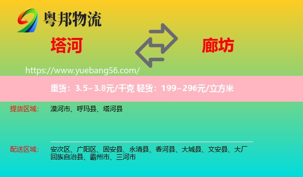 塔河縣到廊坊物流