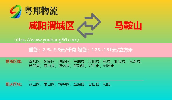 渭城區(qū)到馬鞍山物流