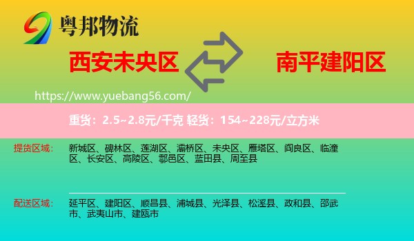 未央?yún)^(qū)到建陽區(qū)物流