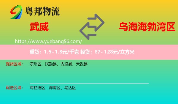 武威到海勃灣區(qū)物流