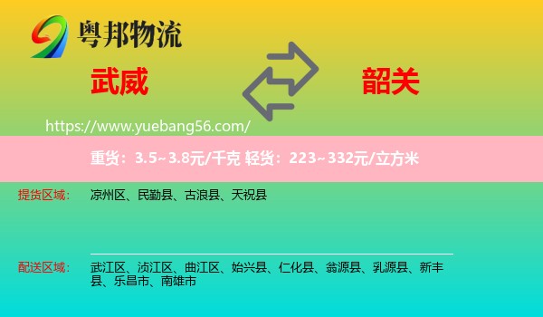 武威到韶關(guān)物流