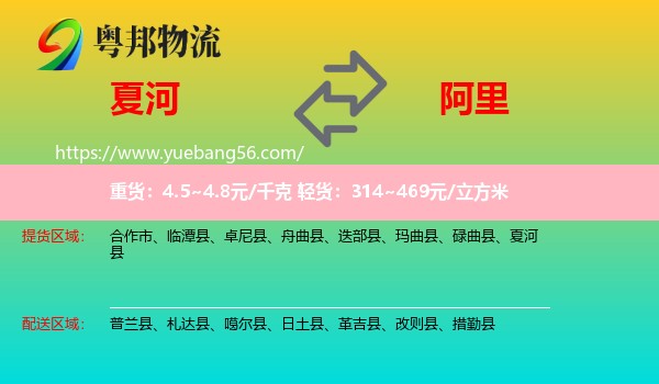 夏河縣到阿里物流