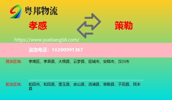 孝感到策勒縣物流