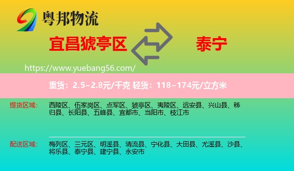 猇亭區(qū)到泰寧縣物流