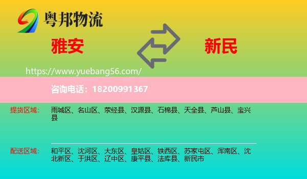 雅安到新民市物流