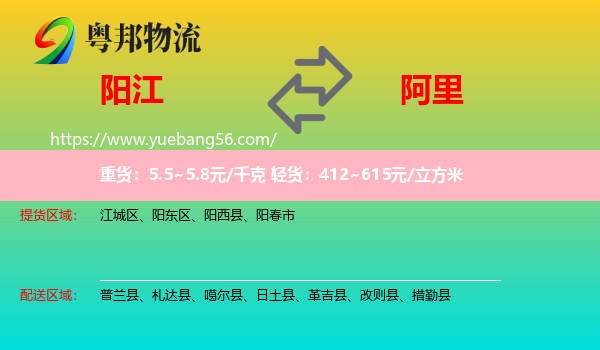 陽(yáng)江到阿里物流