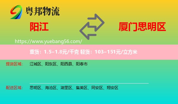 陽江到思明區(qū)物流