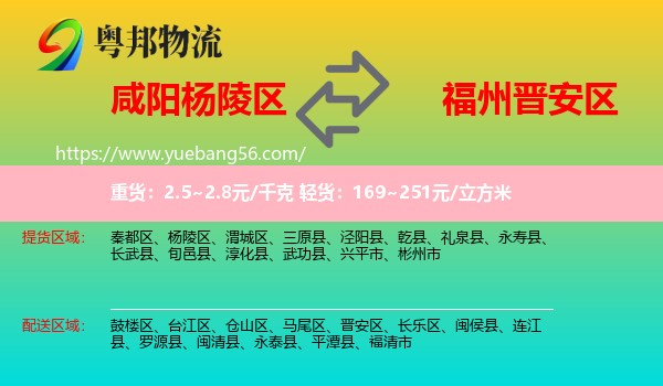 楊陵區(qū)到晉安區(qū)物流