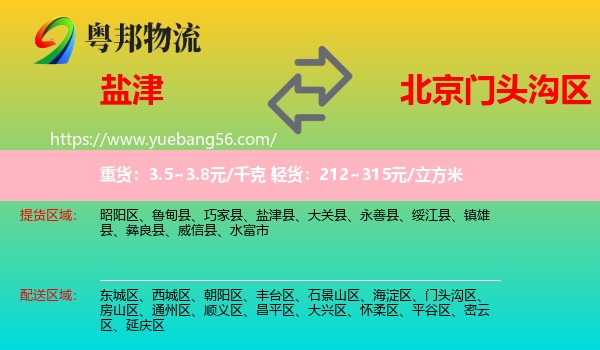 鹽津縣到門頭溝區(qū)物流