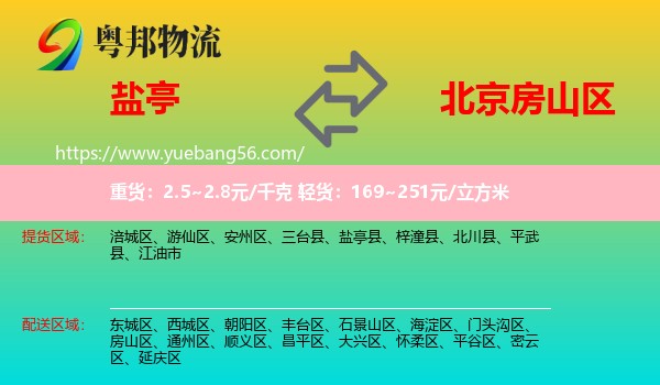 鹽亭縣到房山區(qū)物流