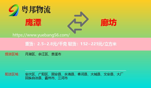 鷹潭到廊坊物流