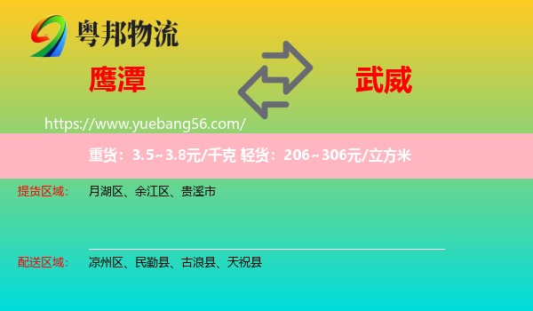 鷹潭到武威物流