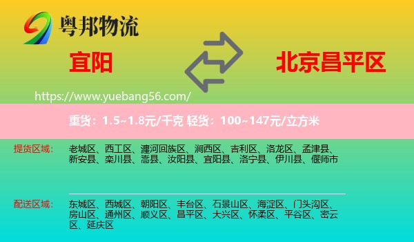 宜陽縣到昌平區(qū)物流