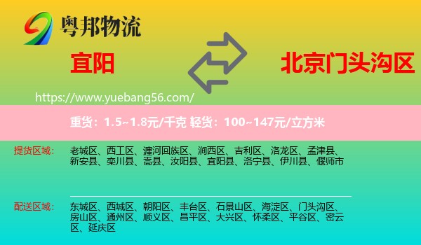 宜陽縣到門頭溝區(qū)物流