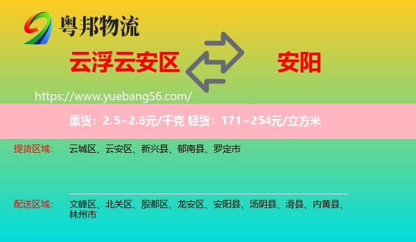 云安區(qū)到安陽物流