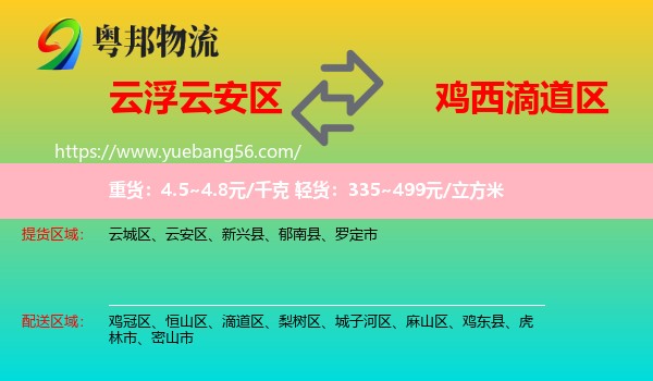 云安區(qū)到滴道區(qū)物流