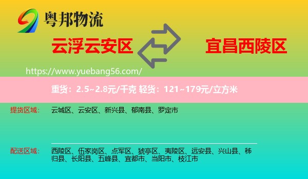 云安區(qū)到西陵區(qū)物流