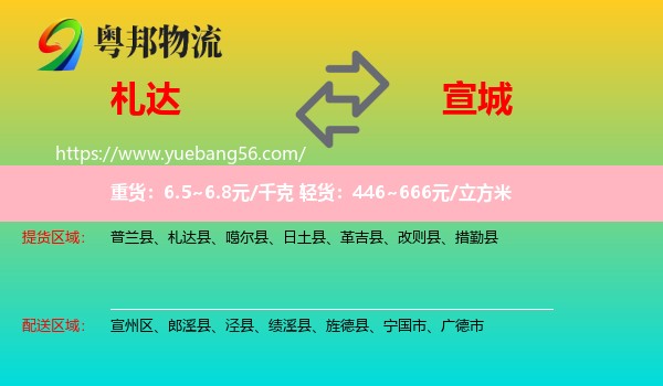 札達縣到宣城物流