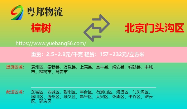 樟樹市到門頭溝區(qū)物流